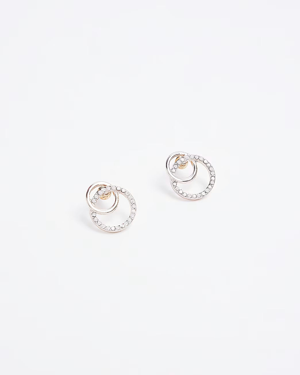 Rose Gold Double Ring Stud Earrings