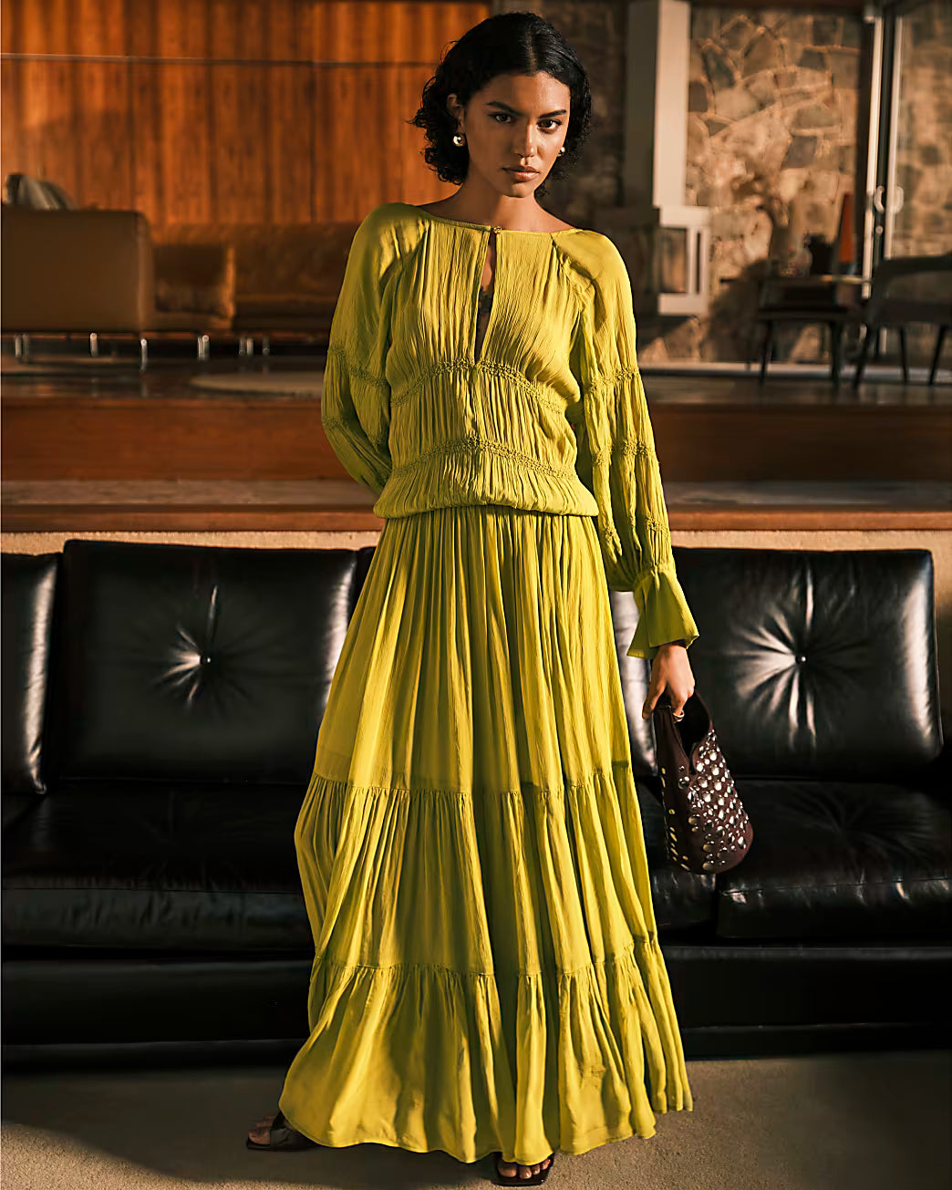 RI Studio Lime Green Layered Maxi Dress