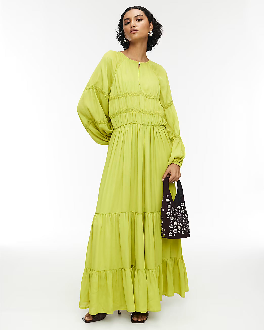 RI Studio Lime Green Layered Maxi Dress