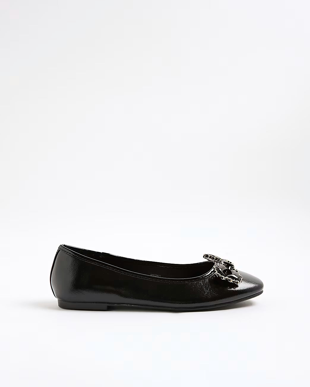 Black Wide Fit Chain Bow Ballet Pumps