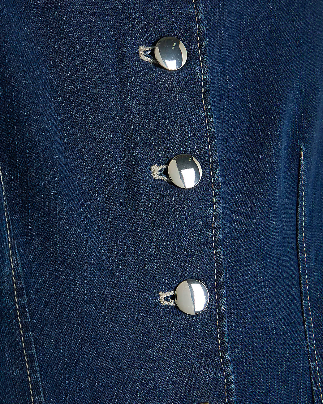 Blue Denim Button Front Midi Dress