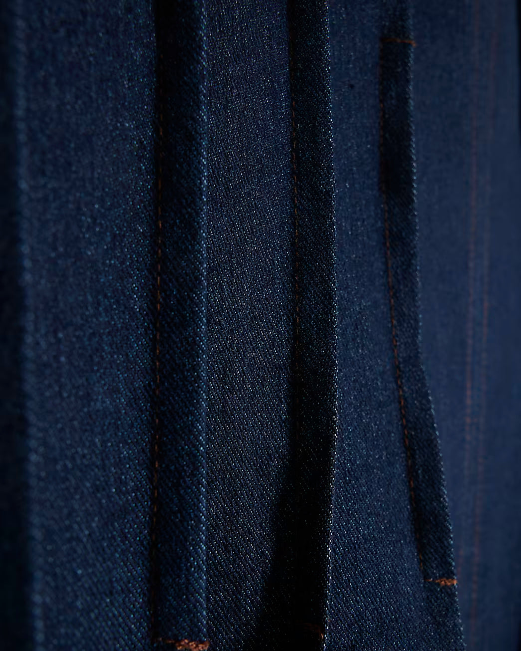 Blue Denim Pintuck Stretch Denim Midi Dress