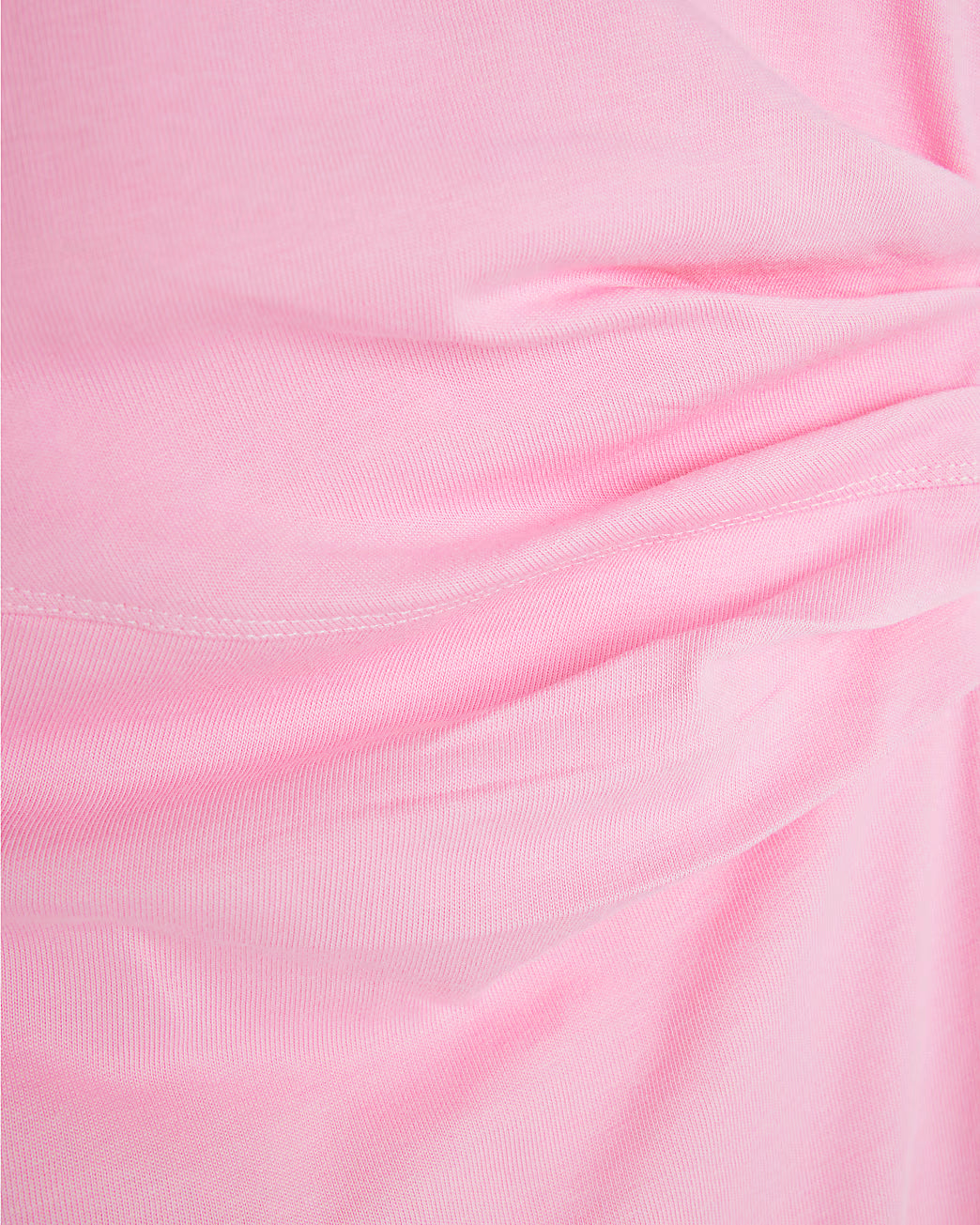 Pink Short Sleeve Drape Side Midi Dress