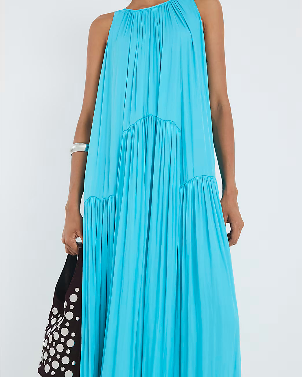 Blue Pleated Maxi Dress