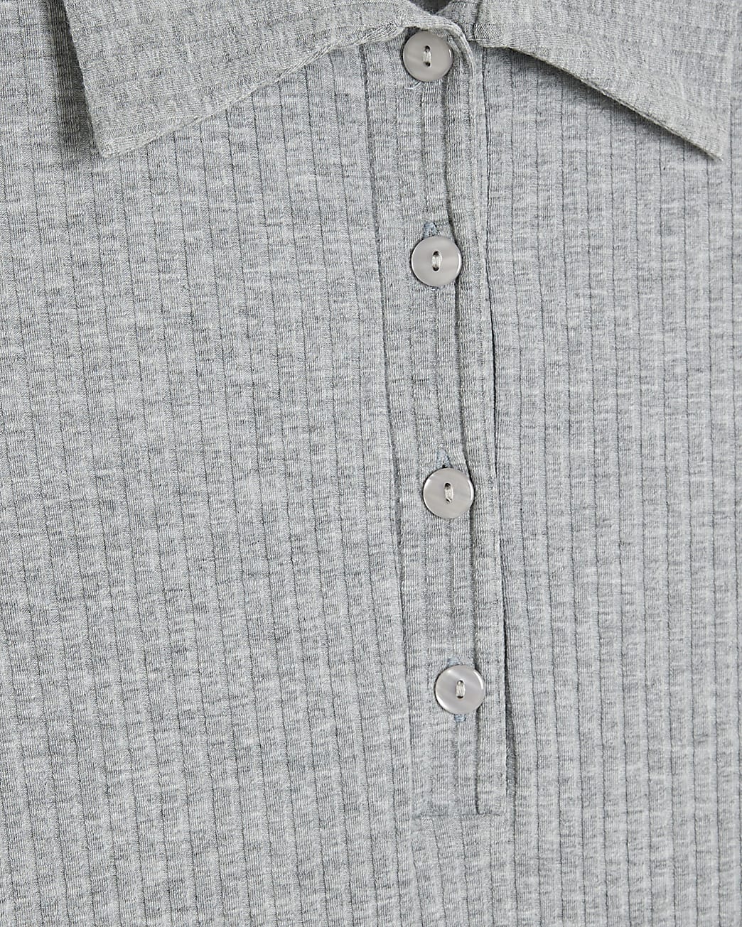 Grey Short Sleeve Button Polo Mini Dress
