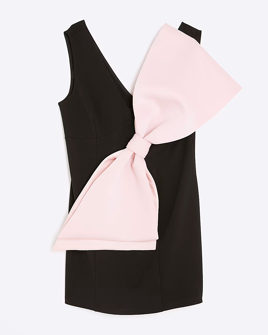 Black Sleeveless Bow Mini Dress