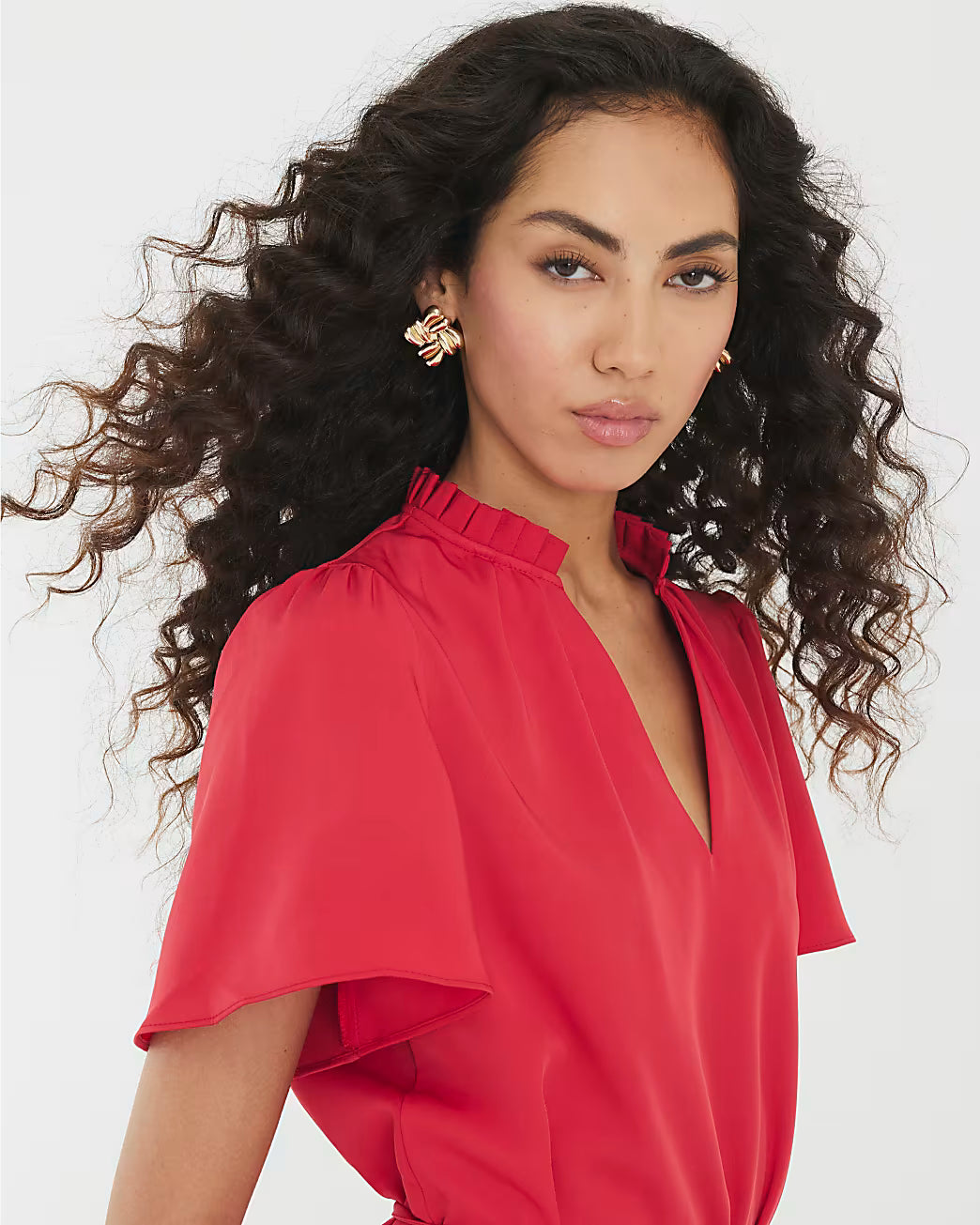 Red Belted Fluted Mini Dress