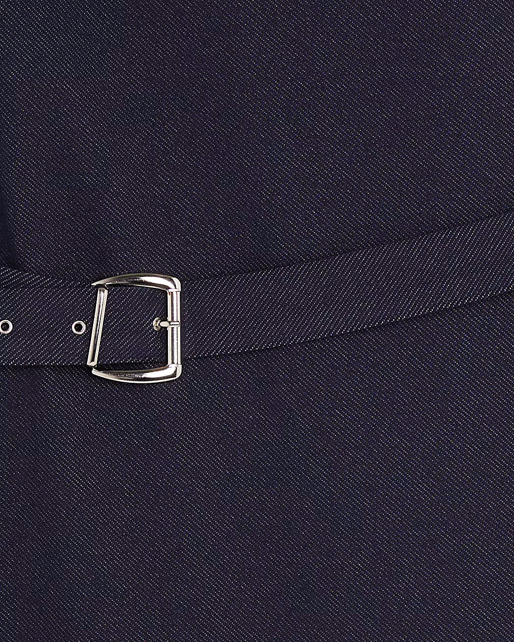 Blue Denim Twill Belted Midi Dress