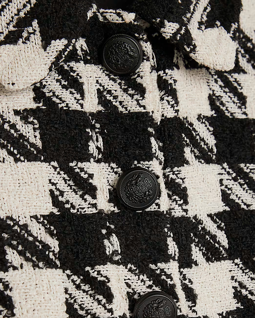 Black Boucle Dogtooth Mini Dress
