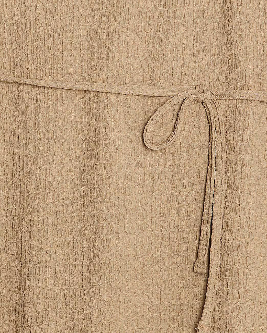 Beige Textured Belted Dress