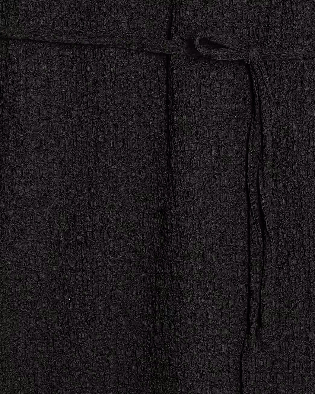Black Textured Belted Dress