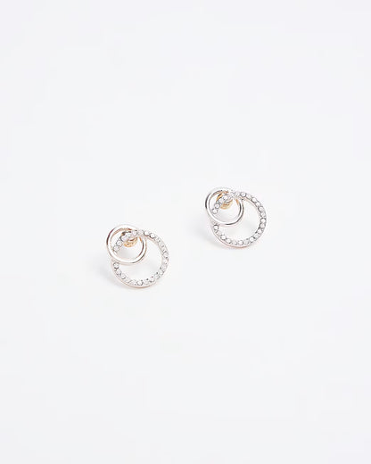 Rose Gold Double Ring Stud Earrings