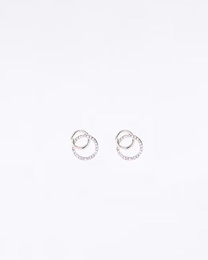 Rose Gold Double Ring Stud Earrings