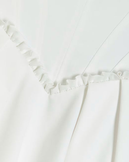 Petite White Satin Bubble Hem Mini Dress