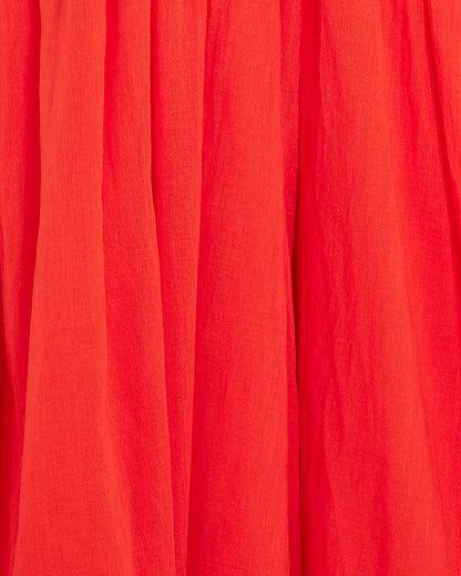 Red frill Sleeve Midi Dress