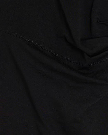Black Short Sleeve Drape Side Midi Dress