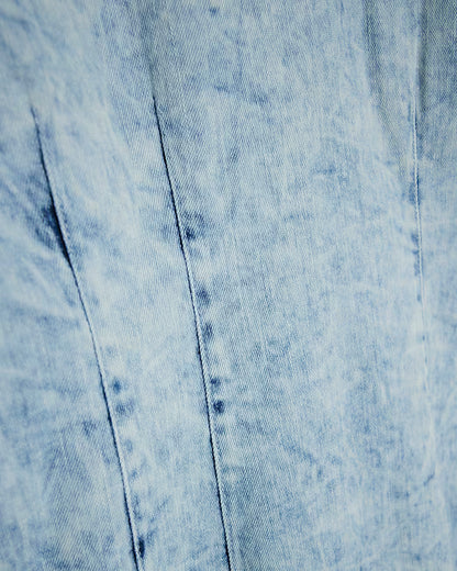 Blue Denim Long Sleeve Acid Wash Midi Dress