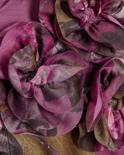 Purple 3D Floral Belted Mini Dress