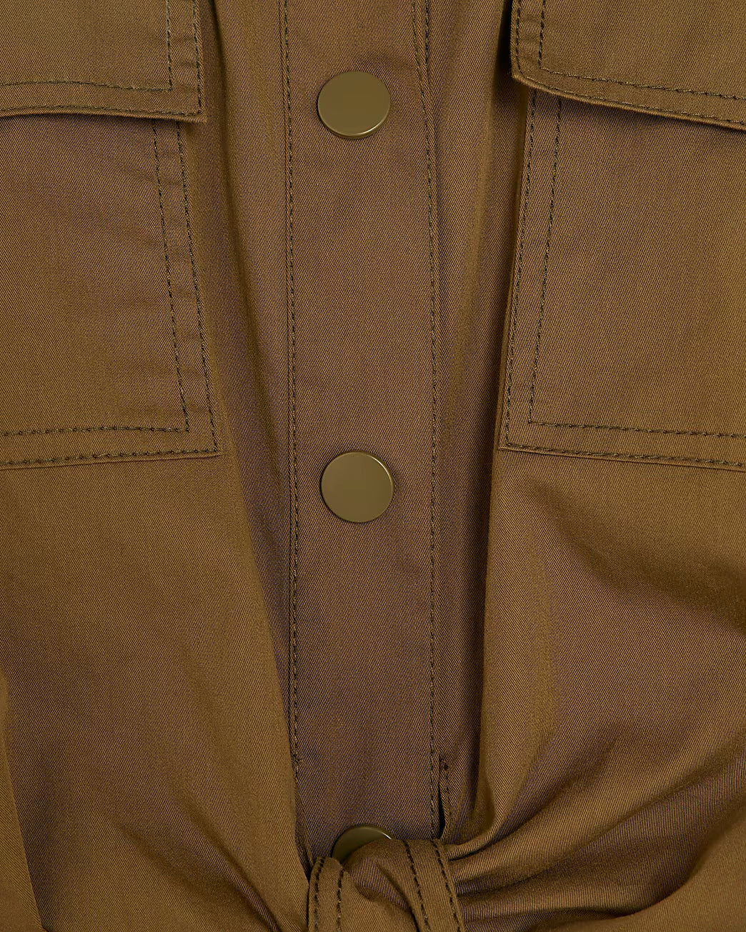 Khaki Utility Tie Front Midi Shirt Dress