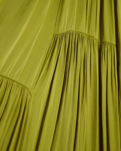 Green Pleated Maxi Dress