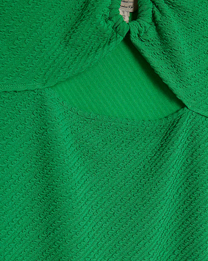 Green Sleeveless Textured Midi Dress