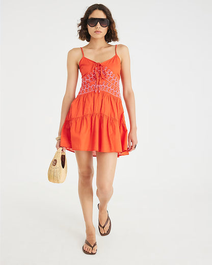 Orange Sleeveless Mini Beach Dress