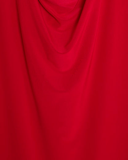 Red Cowl Neck Corsage Maxi Dress