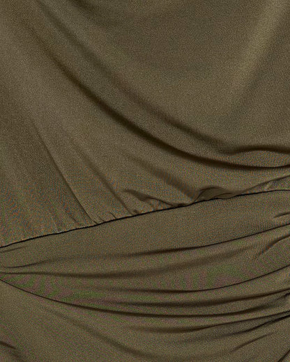 Green Short Sleeve Drape Detail Mini Dress