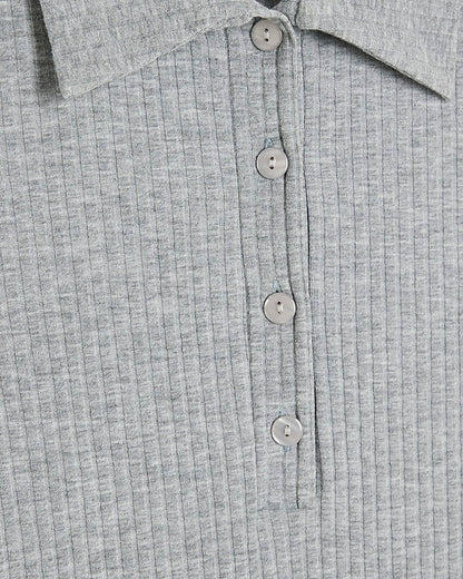 Grey Short Sleeve Button Polo Mini Dress