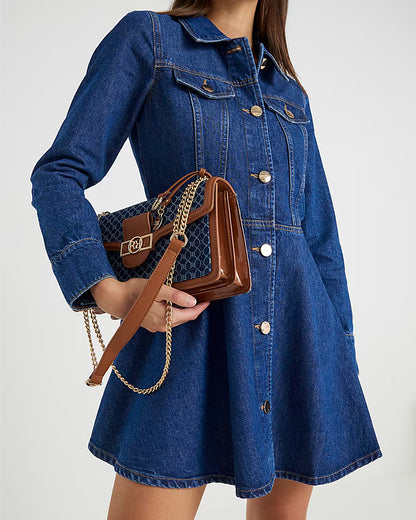Blue Denim Long Sleeve Mini Dress