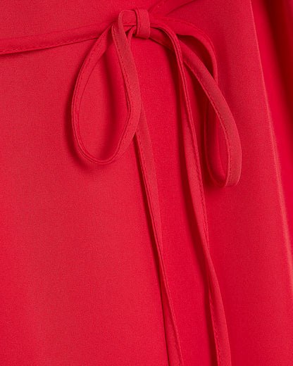 Red Belted Fluted Mini Dress