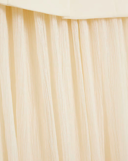 Cream Plisse Sleeveless Waistcoat Maxi Dress