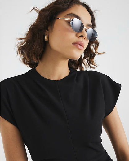 Black Short Sleeve Mini Dress