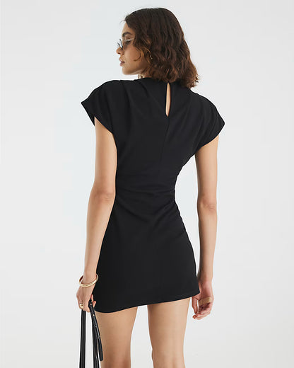 Black Short Sleeve Mini Dress
