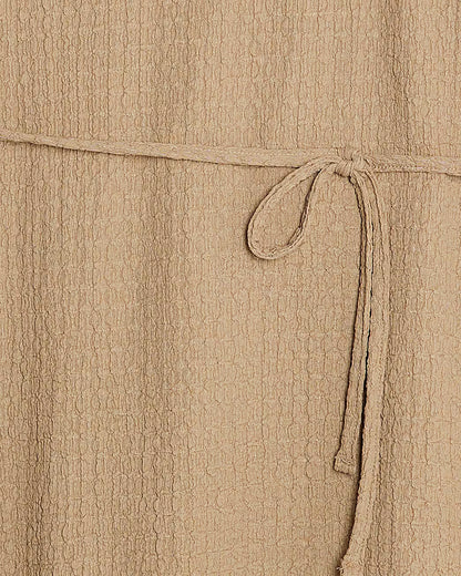 Beige Textured Belted Dress