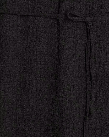 Black Textured Belted Dress
